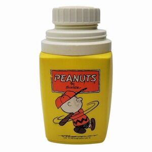 Vintage Thermos Peanuts Charlie Brown Yellow Plastic Thermos Bottle King Seeley
